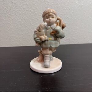 Russ Figurine Boy Dog Puppy Sled Porcelain #15471